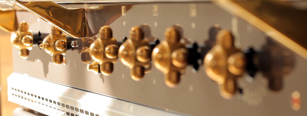 Close-up of Lacanche piano ignition button