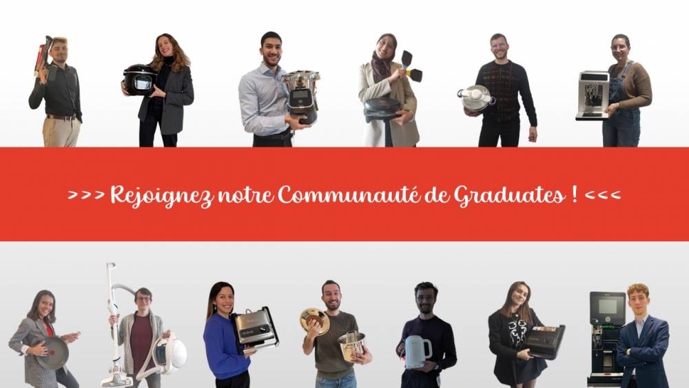 portrait de collaborateurs + bannière "rejoignez notre communauté de Graduates"