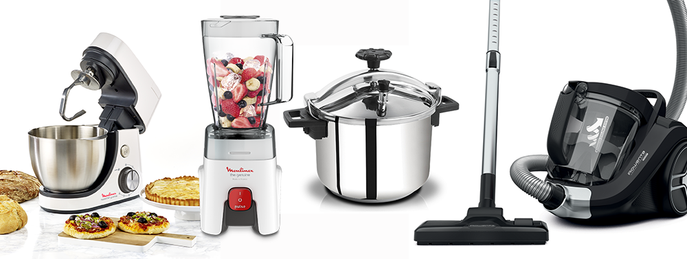 Several products sold in Morocco: Express cocotte, authentic Moulinex mixer, Moulinex pastry robot and Rowenta vacuum cleaner